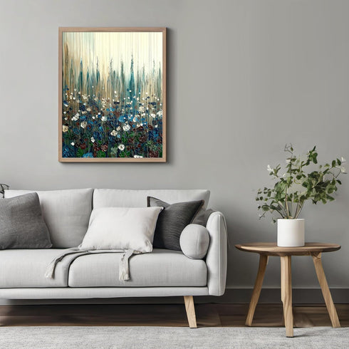 Posterizer 1 pcs-tranquil meadow scene-field of flowers in oil painting style 4-Landscape & Nature Art-Floral & Botanical Art-Decor for Home & Off...